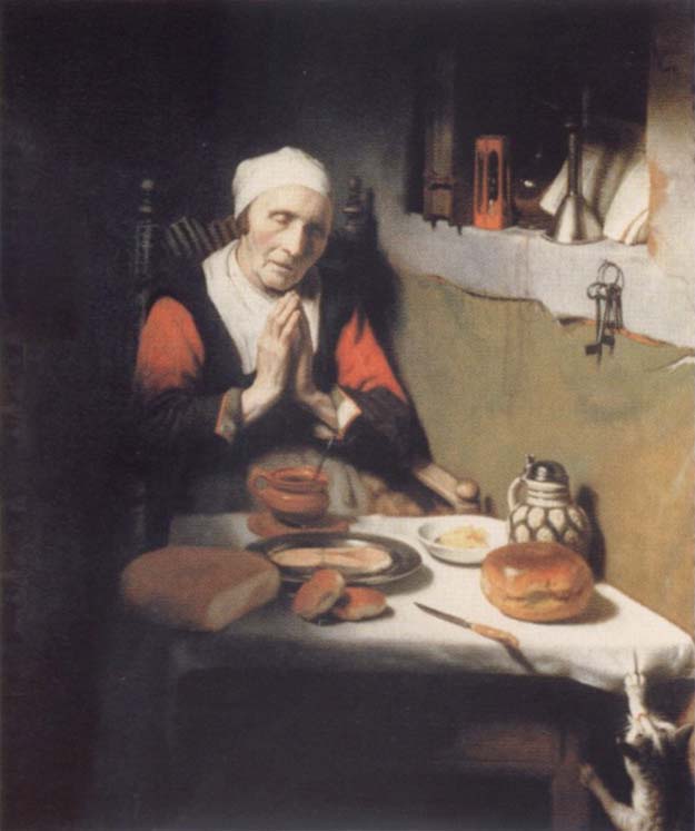 Old praying woman